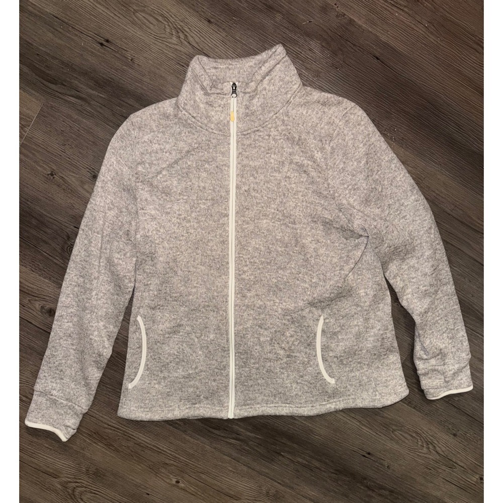 Charles River Apparel Men Heathered Grey Full Zip Fleece Jacket Sweater XL